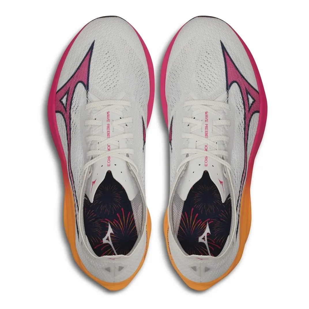 Tênis Mizuno Rebellion 3 branco masculino visto de cima lado a lado